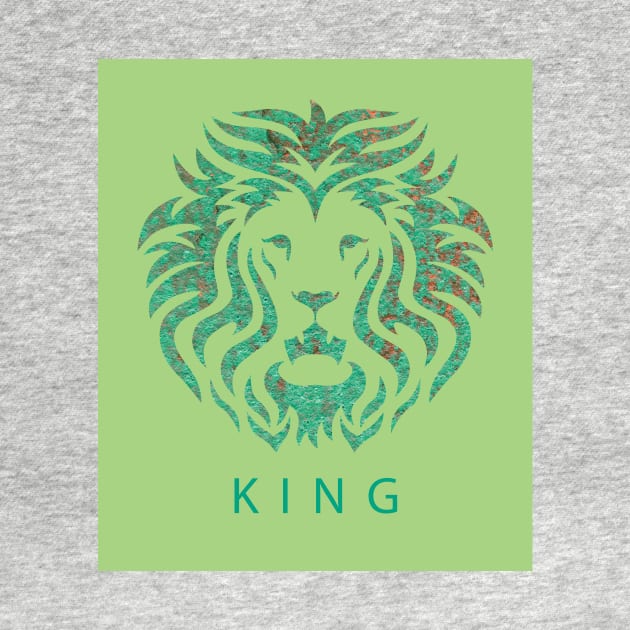 'KING' Lion Head - Green by sleepingdogprod